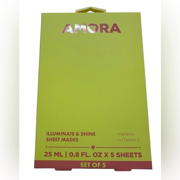 AMORA Illuminate & Shine Sheet Masks with Papaya + Vitamin C (Set of 5) - Picture 1 of 2